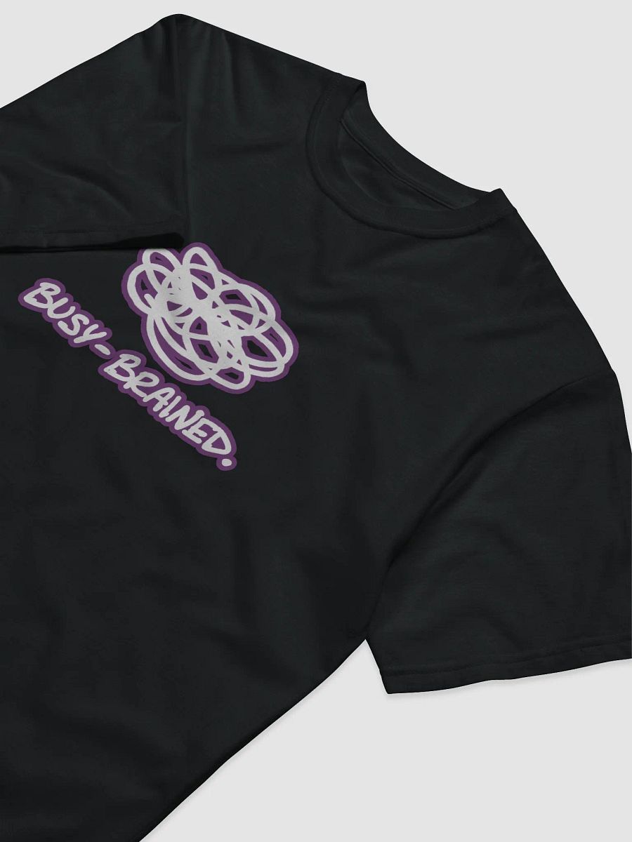 BUSY-BRAINED (lined design, #763D7D) unisex eco tee product image (5)