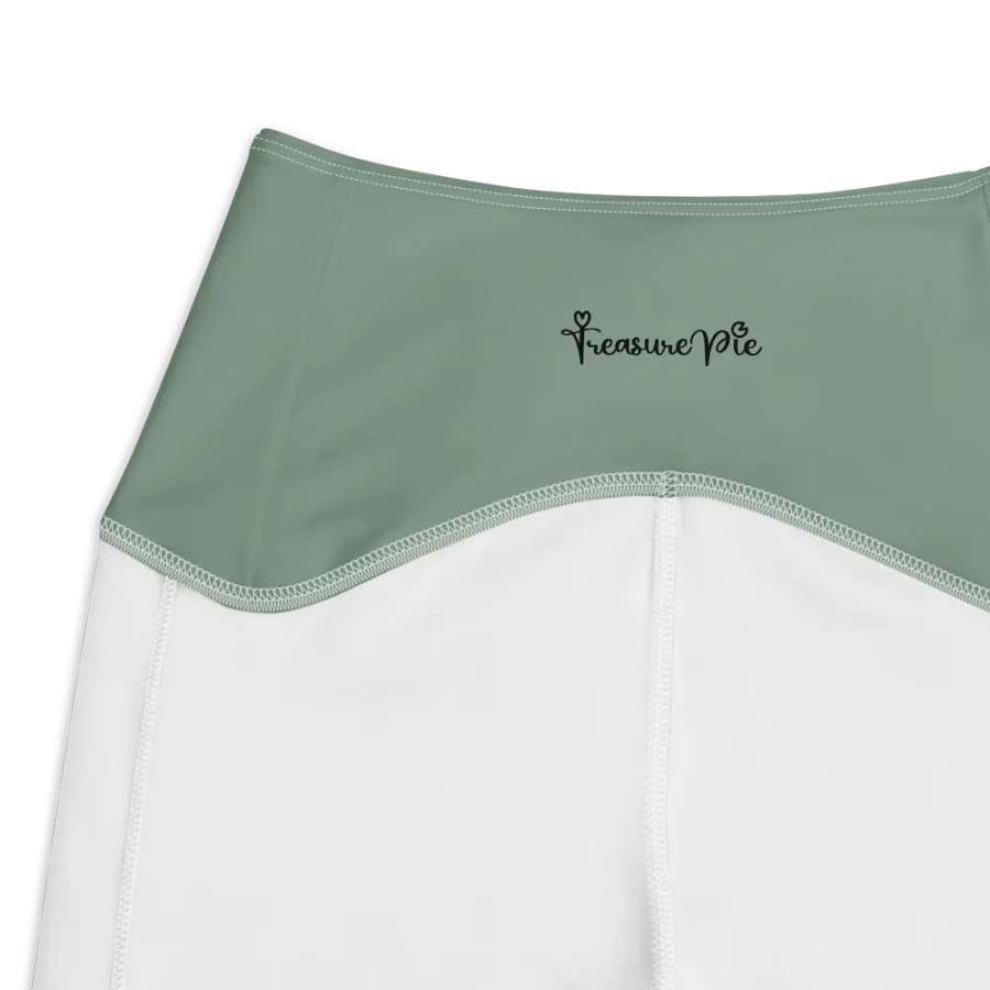 Plain Medium Sage Green Soft Summer Women's High Waisted Premium Crossover Leggings with Pockets by Treasure Pie product image (4)