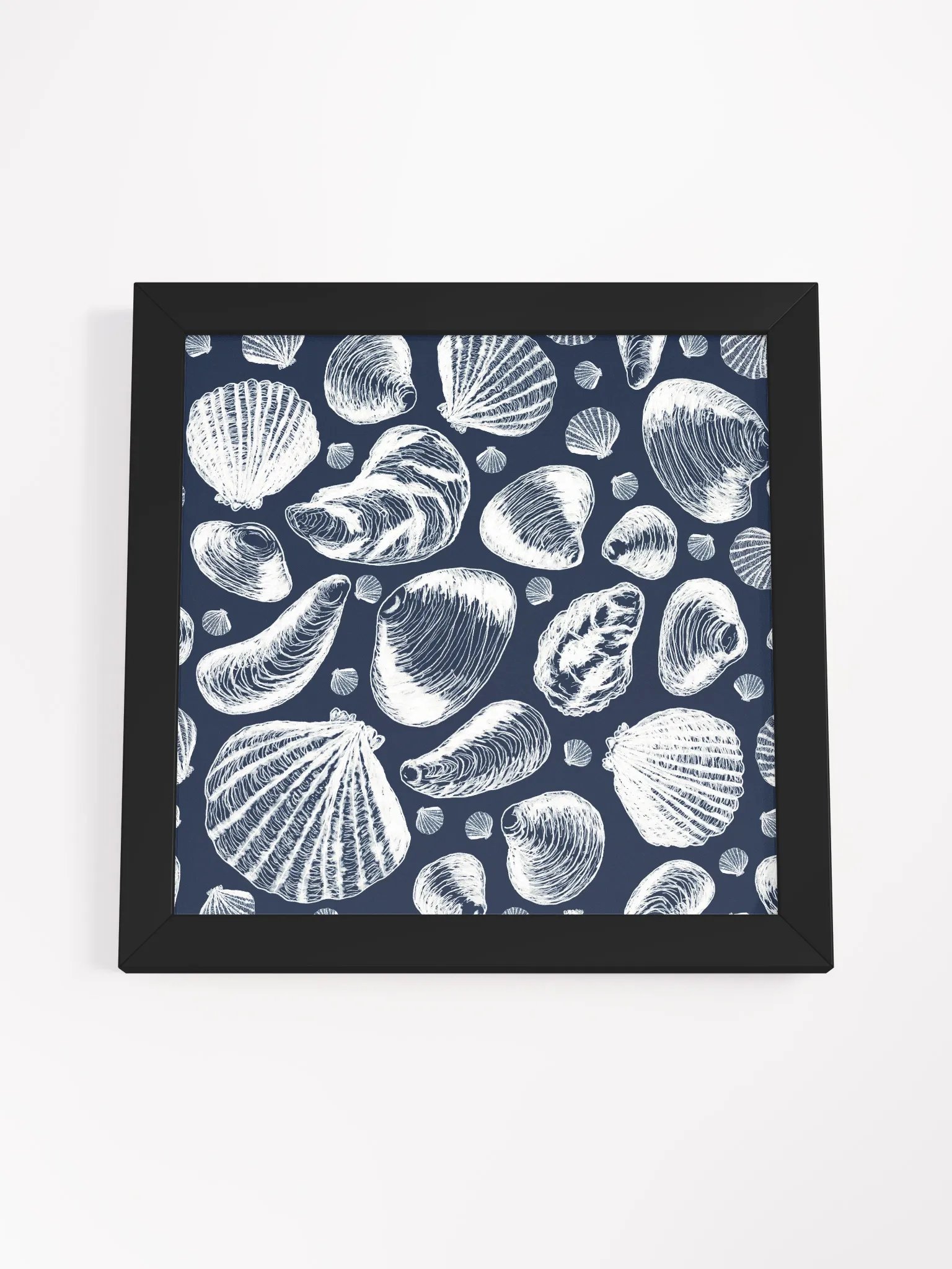 New England Tidal Treasures | White on Navy | by Monique Faella Designs™ | Framed Coastal Wall Art | Museum-Quality Print product image (4)