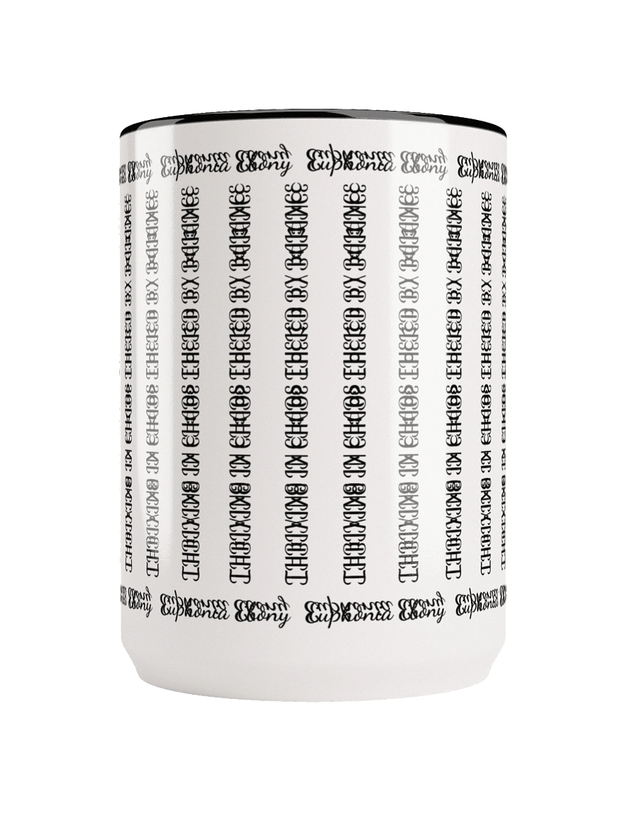 Can you spot it - Cryptic message mug "thriving in chaos fueled by balance" with border: 'Euphonia Ebony' version2 product image (17)