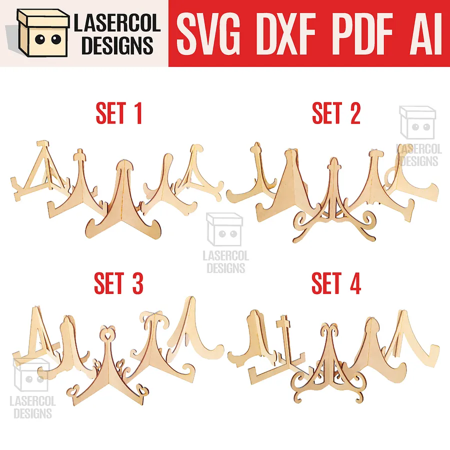 Easel Plate Stand Bundle (Set 1-2-3-4) - Laser Cut Files product image (1)