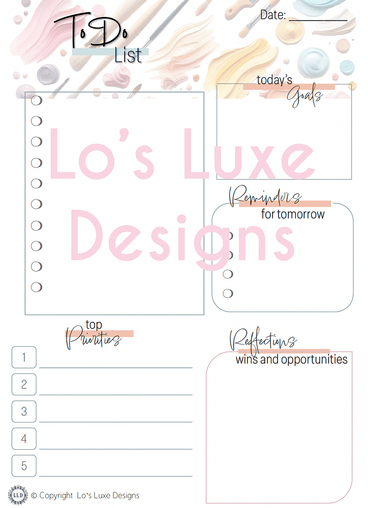 Artistic Paint To Do List Bundle - 8.5x11 - Printable product image (1)