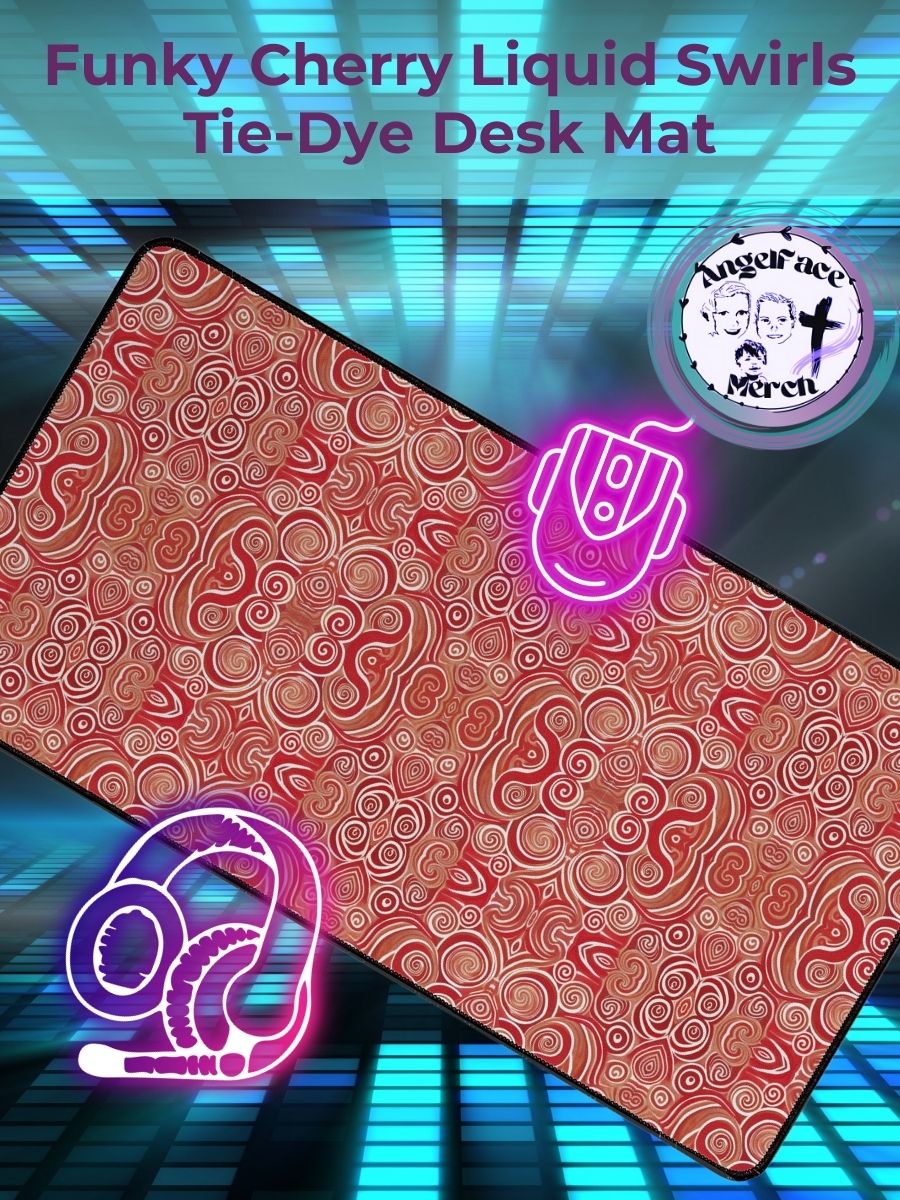 Funky Cherry Liquid Swirls Tie-Dye Desk Mat product image (1)