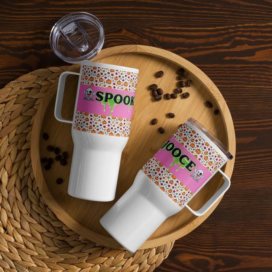 SPOOKY JOOCE Pink Patterned Travel Mug product image (1)