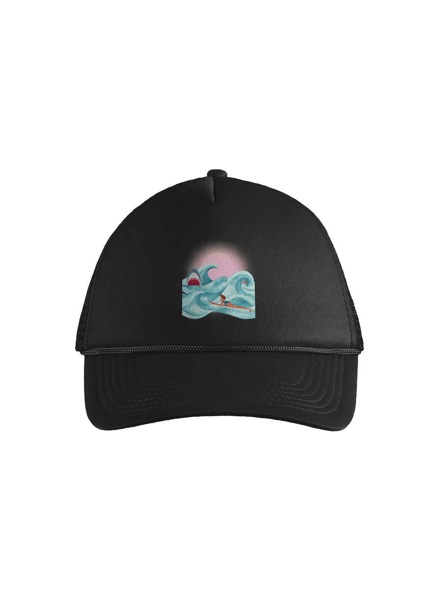 Retro Surfer & Shark Trucker Hat | Vintage Wave Rider with Bite product image (2)