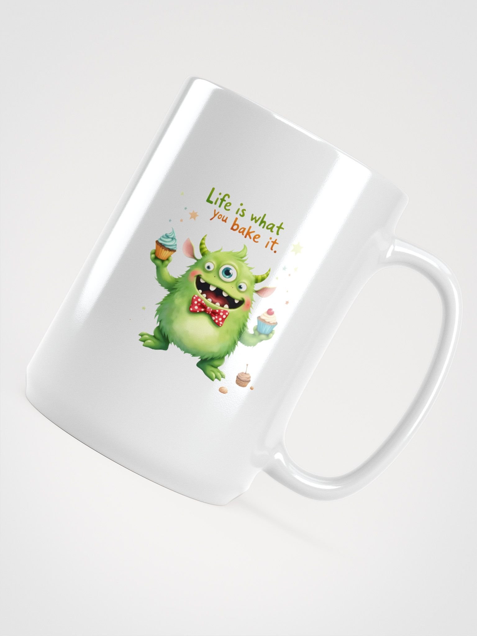 "Life Is What You Bake It" Monster Mug | Funny Baking Quote Coffee Cup | Cute Baker Monster Drinkware product image (1)