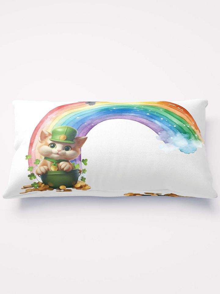 Whimsical At the End of the Rainbow Throw Pillow | Decorative Baby Elephant & Cat Design | 3 Sizes Available product image (1)