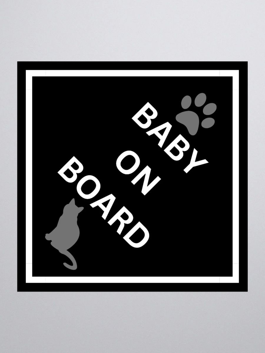 Cat Baby on Board Sticker - Gray on Black product image (4)