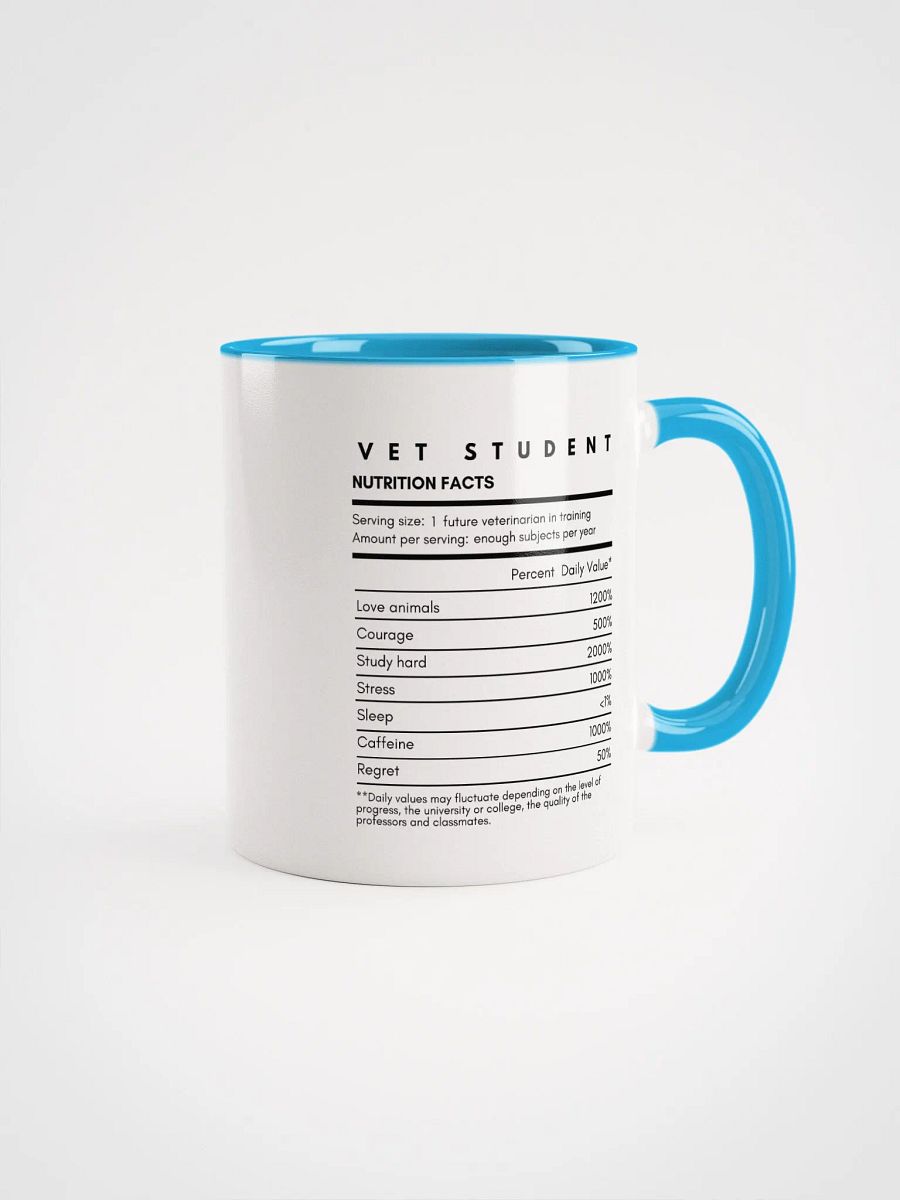 "Vet Student Nutrition Facts" Ceramic Mug with color inside product image (1)