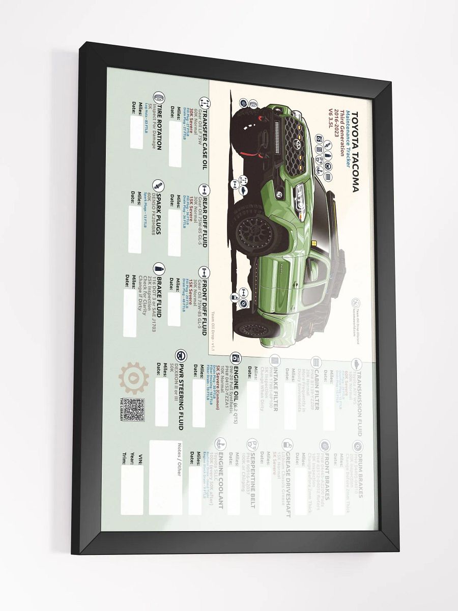 3rd Gen Maintenance Tracker v1.1 - Lime (Framed) product image (4)