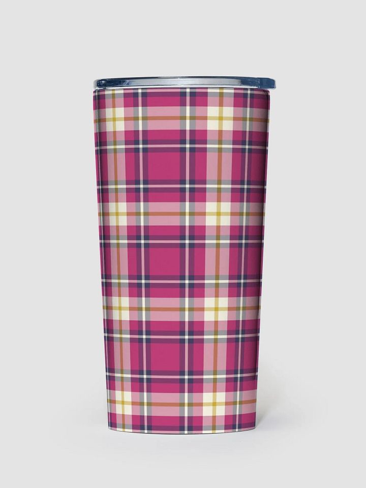 Hot Pink and Navy Blue Plaid Travel Tumbler product image (2)