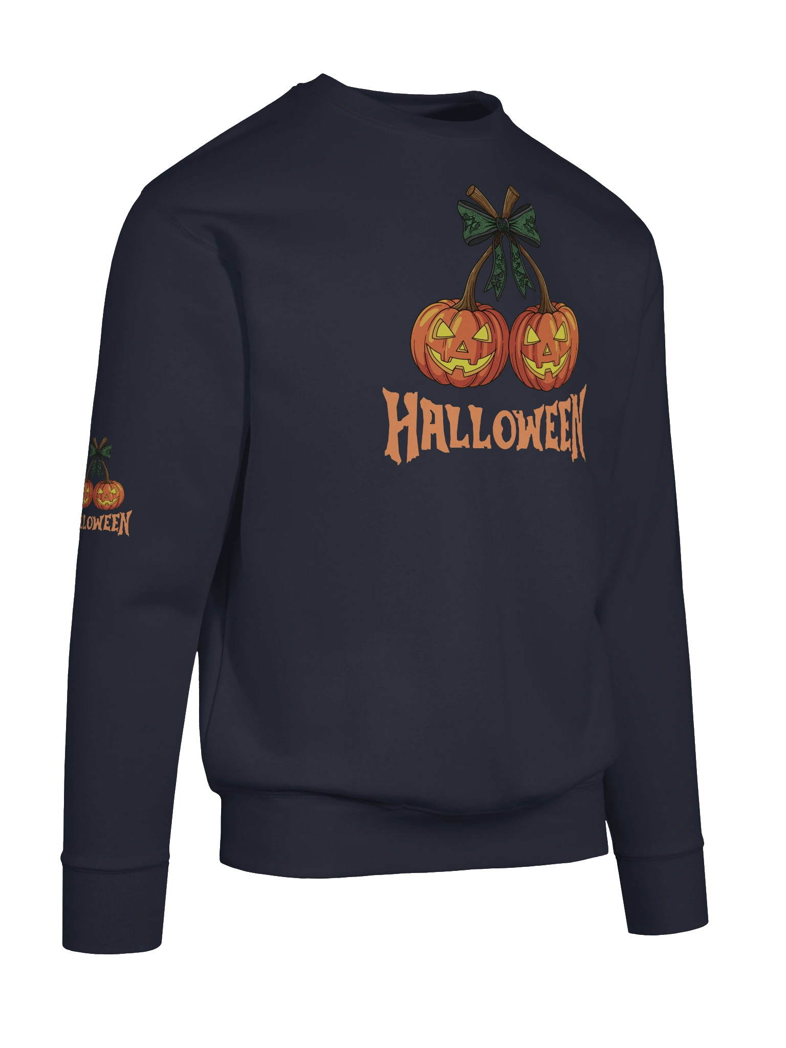 Halloween Pumpkin Sweatshirt – Spooky Twin Jack-O’-Lantern Graphic Design" product image (82)