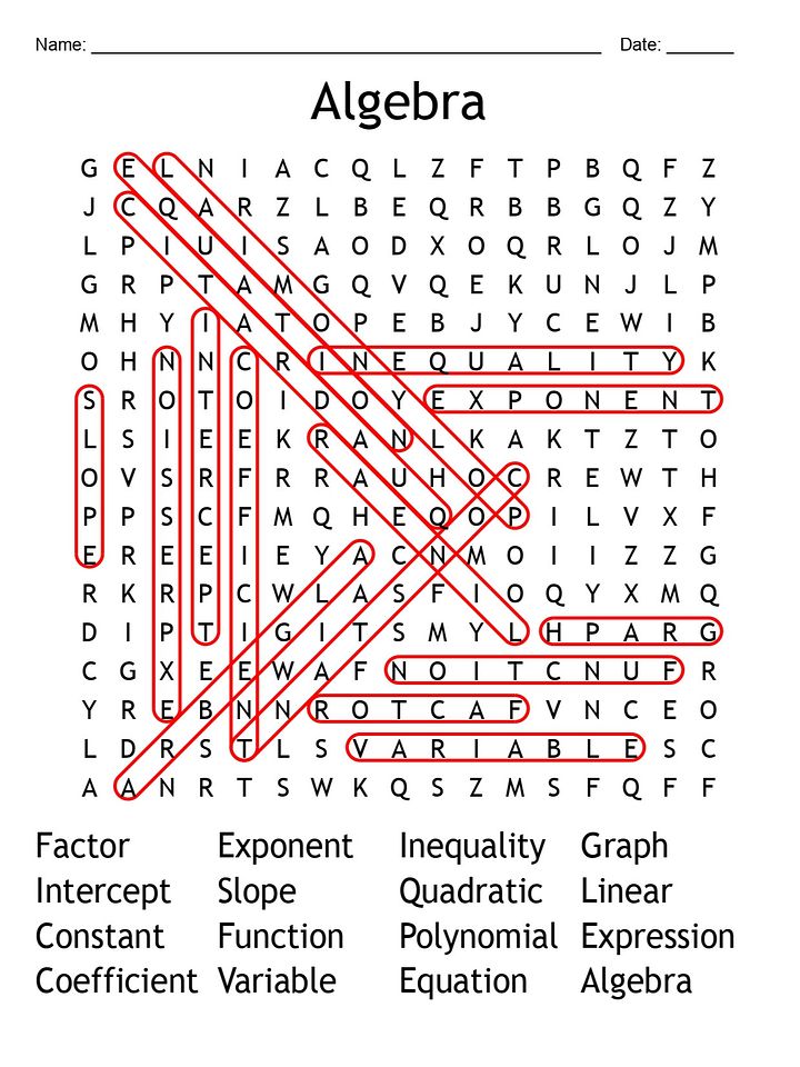 Printable Algebra Word Search – 16 Key Terms! product image (2)
