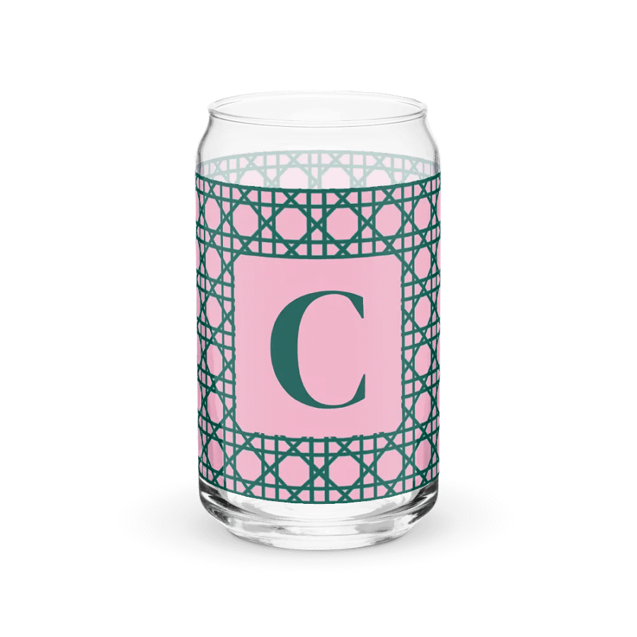 Cannage Green Pink Initial C Can-Shaped Glass product image (1)