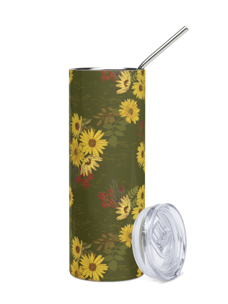 Helianthus Sunflower 20-ounce Stainless Steel Tumbler with Straw - Green product image (6)