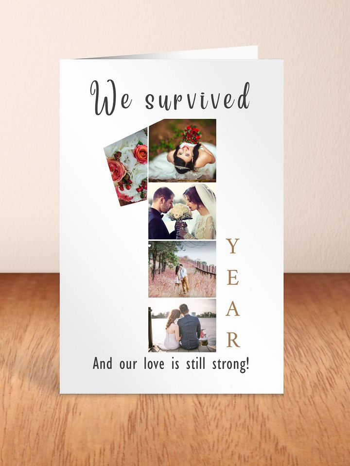 1 Year Anniversary Photo Card Editable Canva Template product image (2)