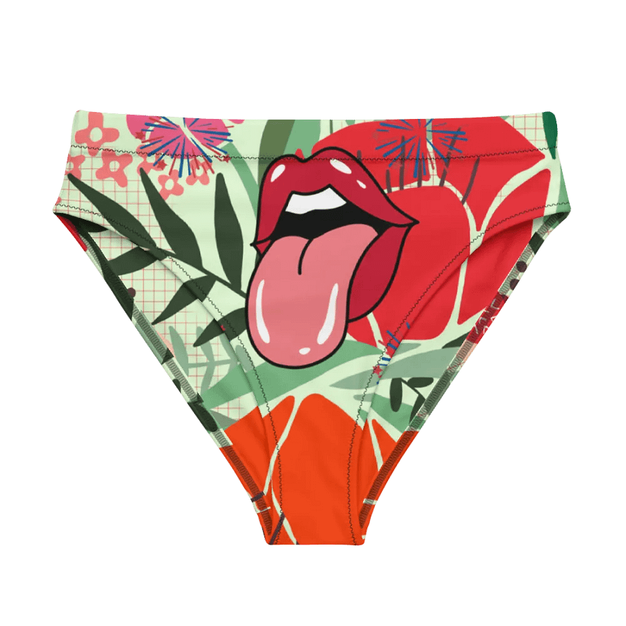 Print Recycled High-Waisted Bikini Bottom – Sustainable, Stylish & Flattering! ♻👙 product image (1)