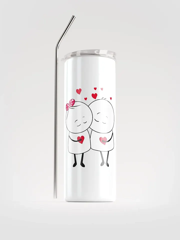 Romantic Couple White Stainless Steel Tumbler: Valentine's Day Delight product image (1)