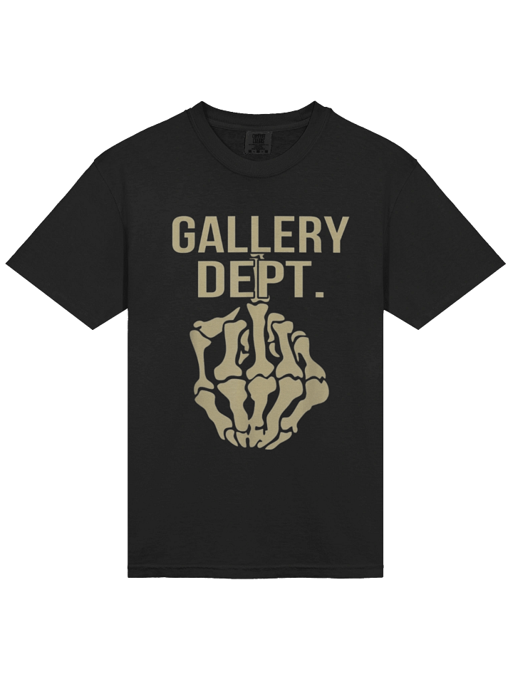 Adult’s GALLERY DEPT. Skeleton Middle Finger Black Short Sleeve T-Shirt product image (1)