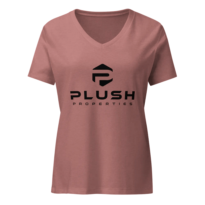 Plush Women's Relaxed V-Neck T-Shirt - White/Pink product image (1)
