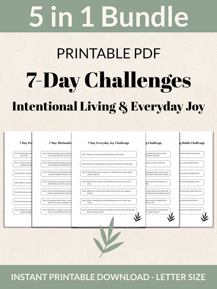 Intentional Living & Everyday Joy Bundle 7-Day Challenges Printable product image (1)