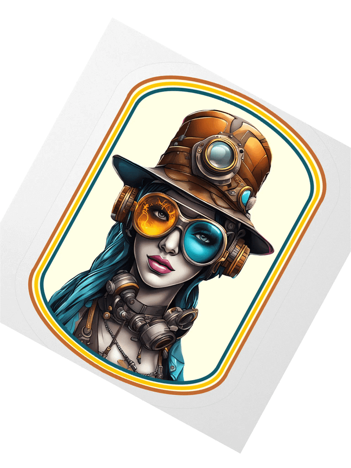 Fire & Ice Goggle Girl Steampunk Style Kiss Cut Sticker product image (5)