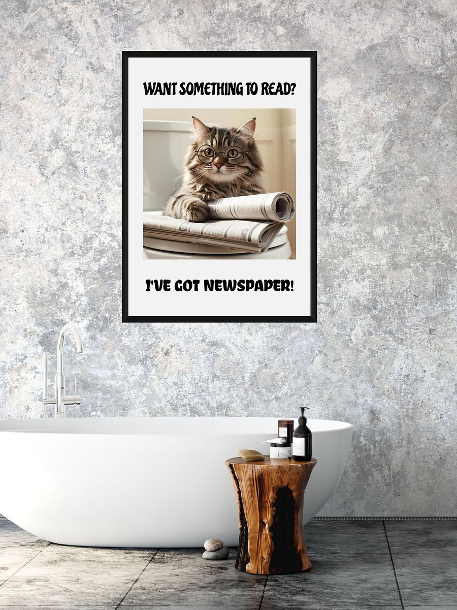 Cat With Newspapers Bathroom Downloadable Wall Art product image (3)