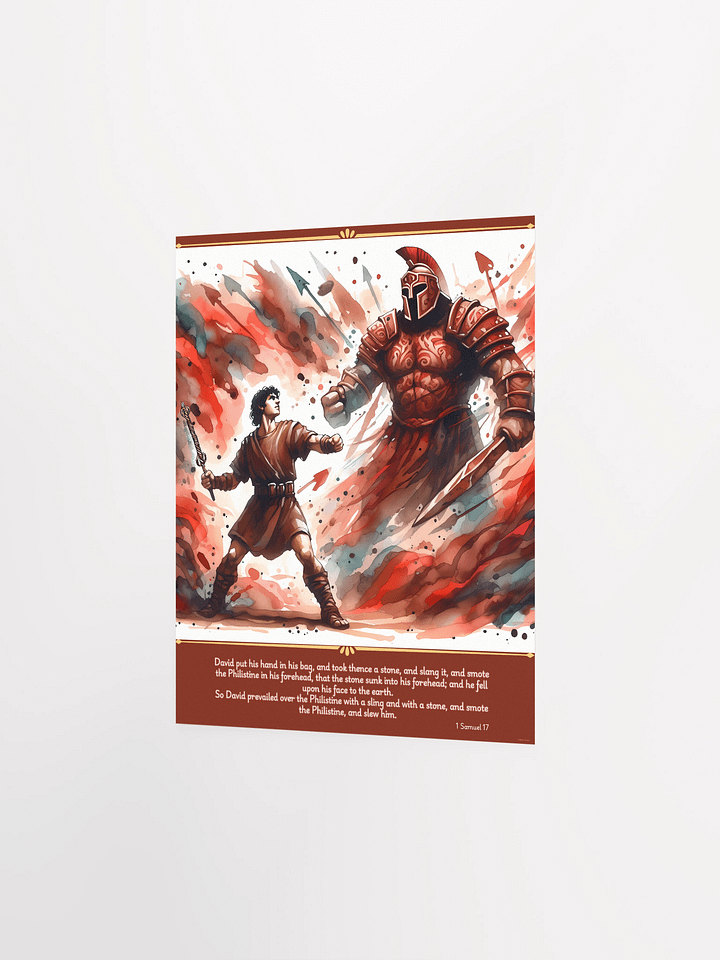 David and Goliath Battle - Christian Bible Verses 1 Samuel 17 - Digital Art Poster product image (2)