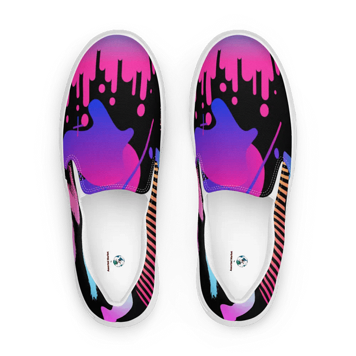 90's Pattern Neon Abstract Splash Men's Slip-Ons | 90s Pattern Shoes product image (2)