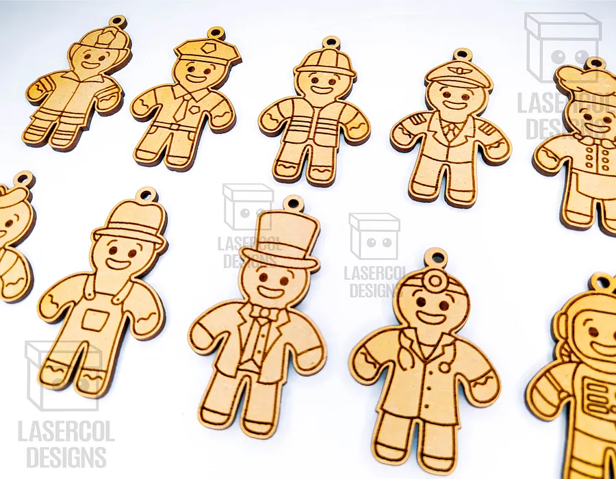 Gingerbread Cookies Christmas Ornaments Set 3 - Laser Cut Files product image (7)