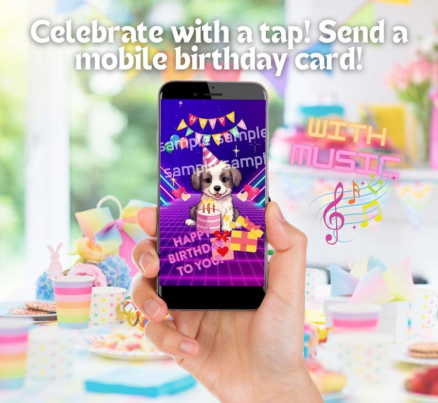 Cute dog Happy birthday E-card [Instant Download] product image (3)
