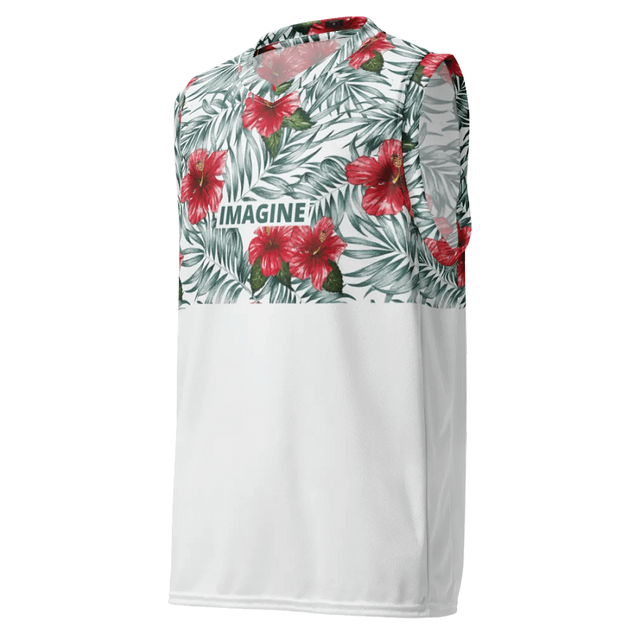 Hibiscus Leaf Design | Recycled Unisex Basketball Jersey product image (4)