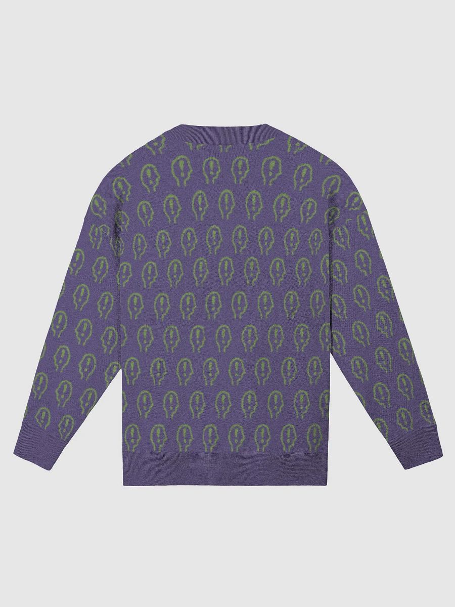 EXCLAIMING MENTALLY (repeating design, purple and green) relaxed knitwear crewneck product image (2)