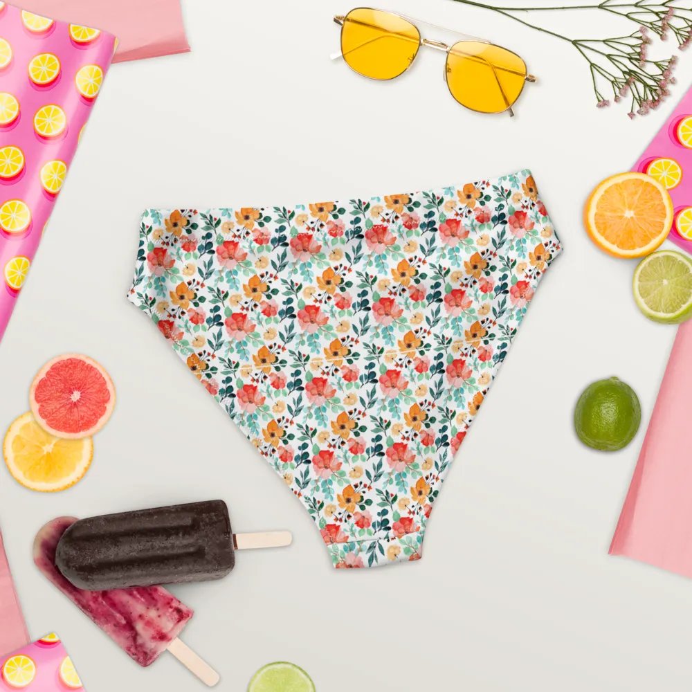 Watercolour Floral Pattern High Waisted Bikini Bottom - V4 product image (5)