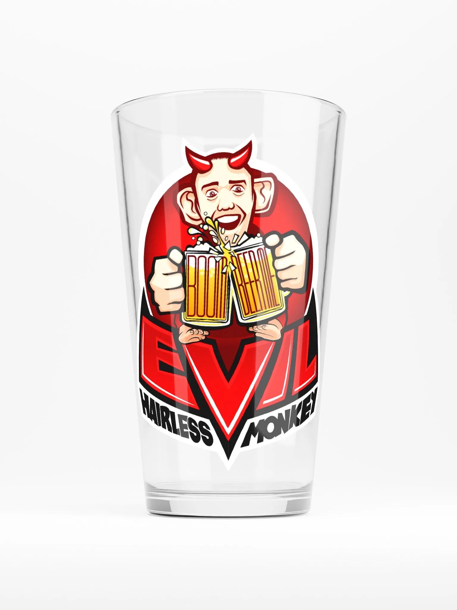 Evil Hairless Monkey Pint Glass product image (1)