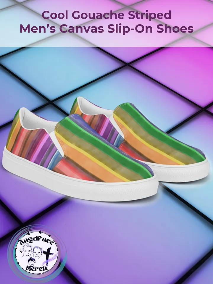 Cool Gouache Striped Men's Canvas Slip-On Shoes product image (1)