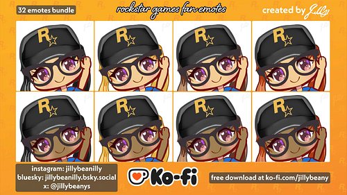 My gift to the Rockstar Games fans and creators. This free bundle includes 32 animated and static emotes. They can used acros...