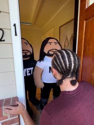 I walked inside and a life size The Usos plushes were waiting for me. I was not expecting that at all. #WWE #ProWrestling #WrestlingTok #toys #fyp      