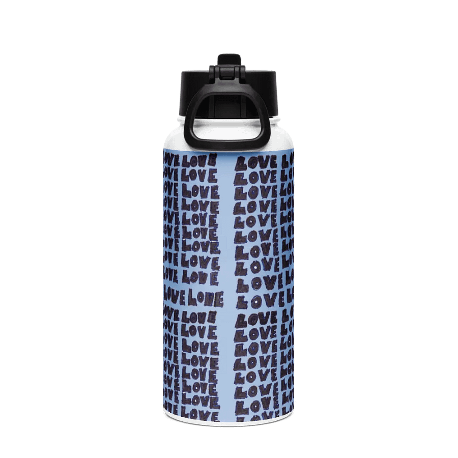 Love Stainless Steel Water Bottle with a Straw Lid in Blue product image (2)