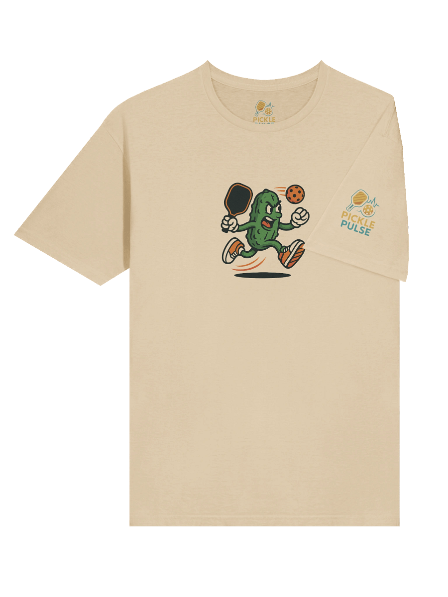Pickleball Power Pickle T-Shirt – Sand Color Funny Unisex Tee with Animated Pickleball Smash Design product image (6)