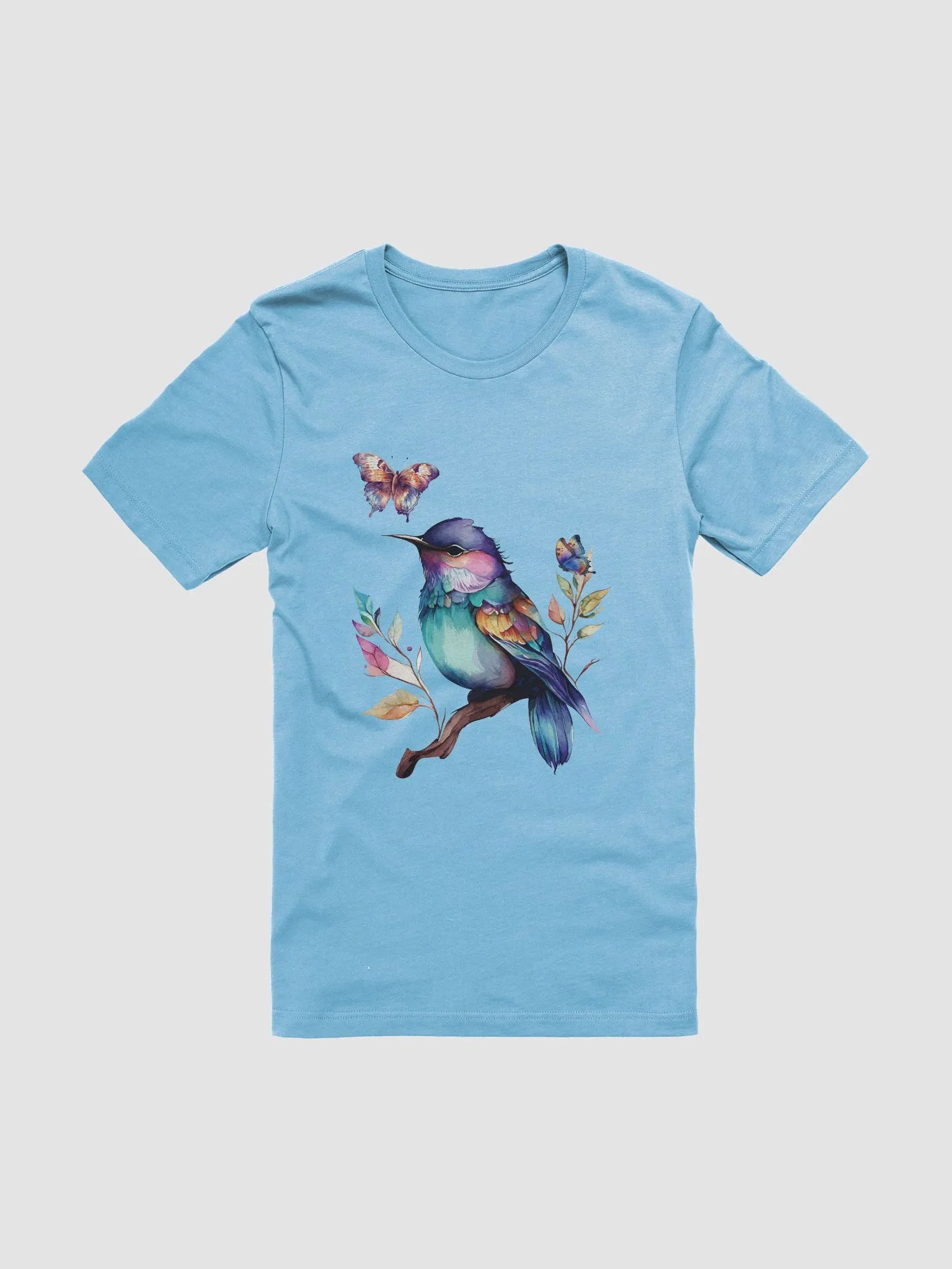 Vibrant Bird and Butterflies Illustration T-Shirt product image (1)