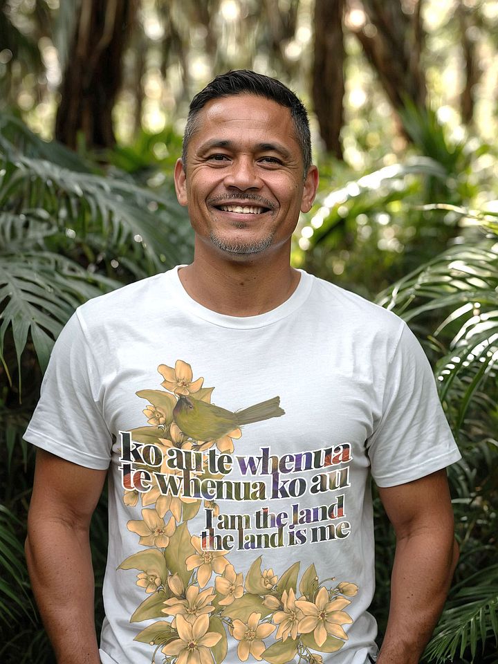 Unisex Korimako and Puawananga Flowers - ko au te whenua Decolonisation Aotearoa Tee product image (1)