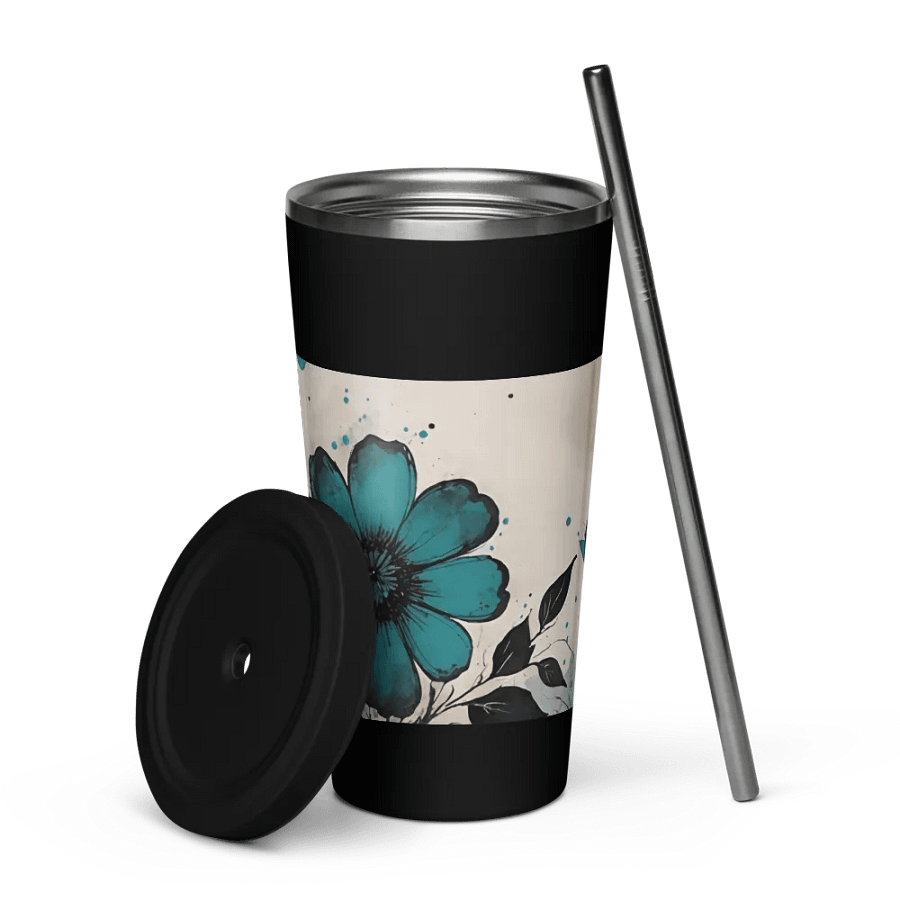 Teal Floral Grunge Aesthetic Tumbler product image (5)