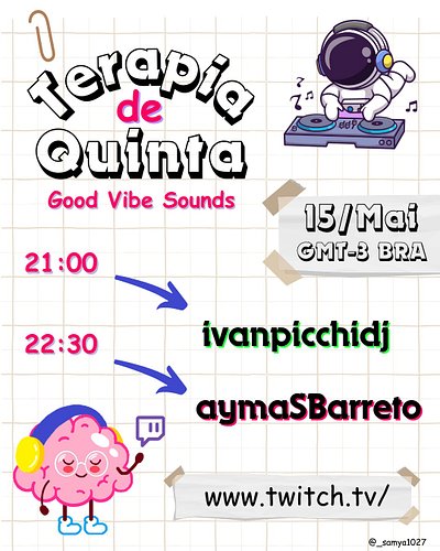 Hoje tem TERAPIA de QUINTA na Twitch.Tv a partir das 21h.

Esperamos vocês lá pra curtir um som e conversar no chat!!

Link d...