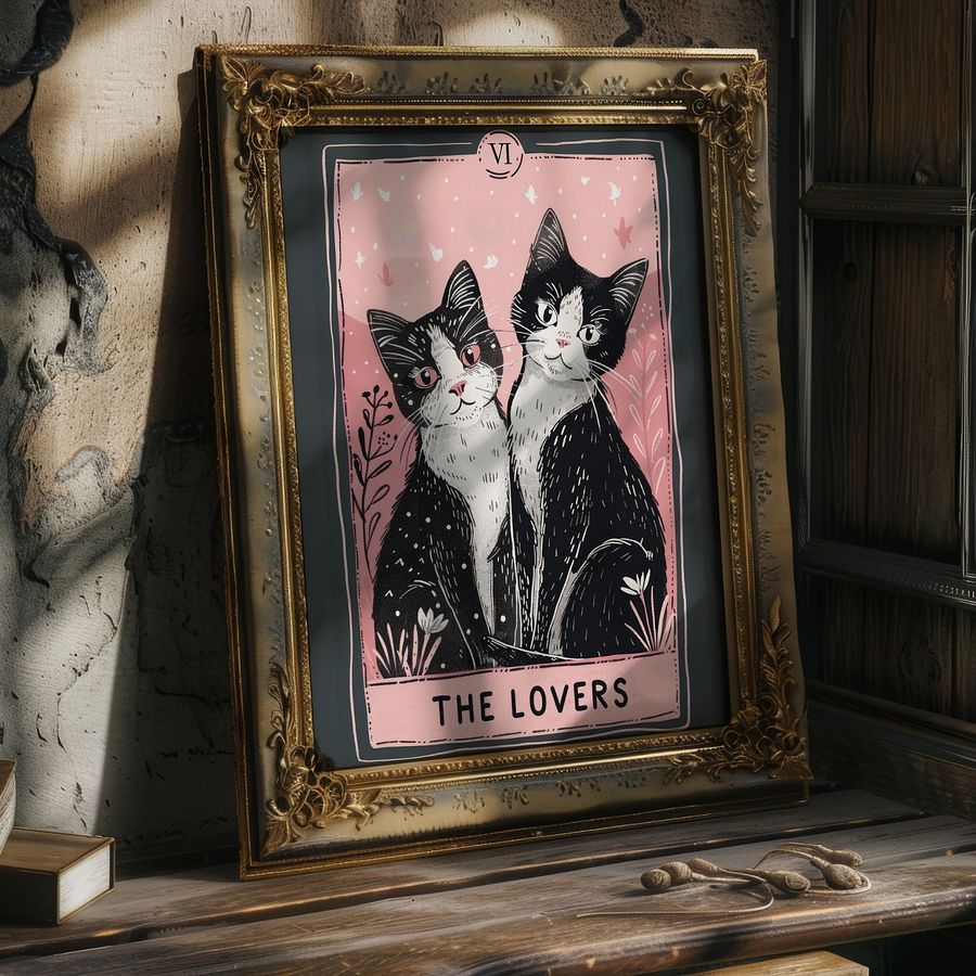 The Lovers Tarot Card Feline Art Print product image (9)