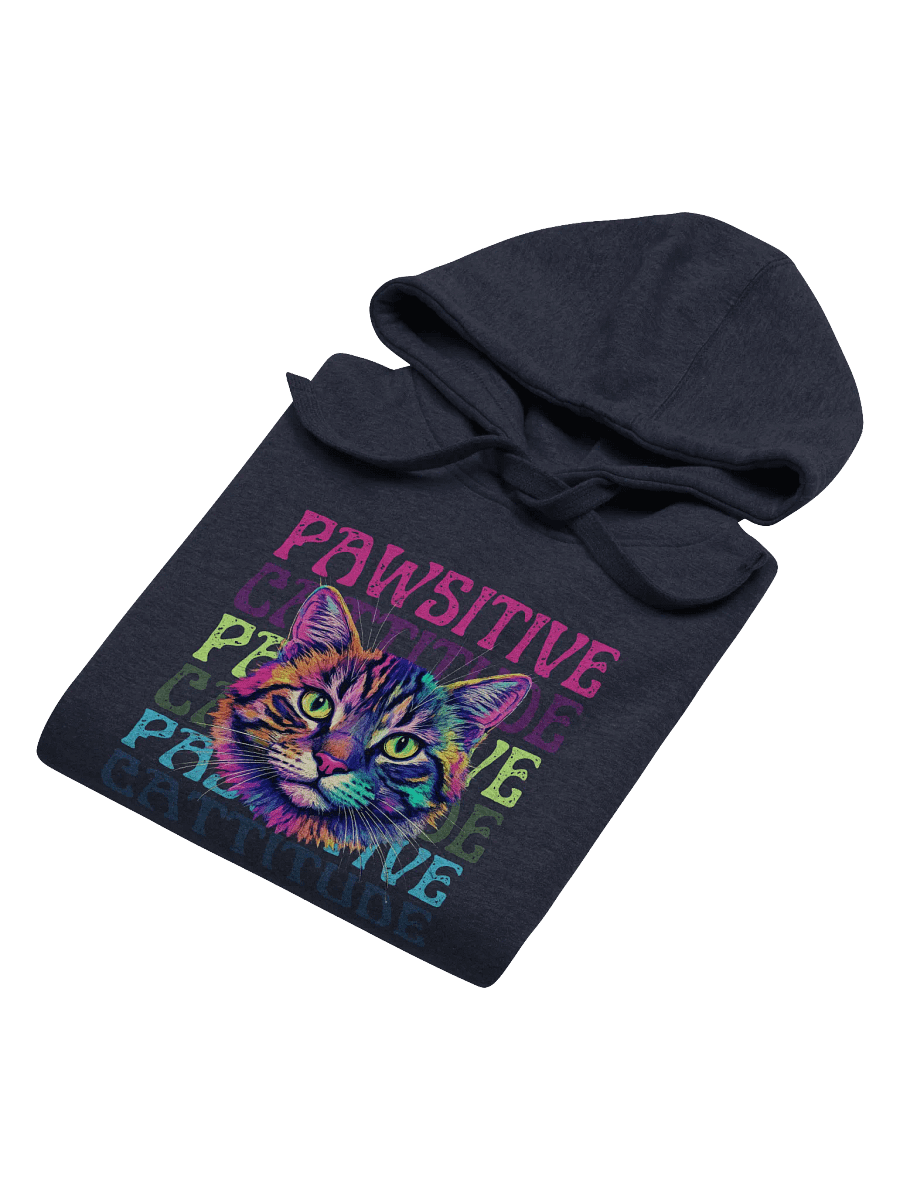Pawsitive Cattitude Front Cat Graphic Hoodie product image (36)