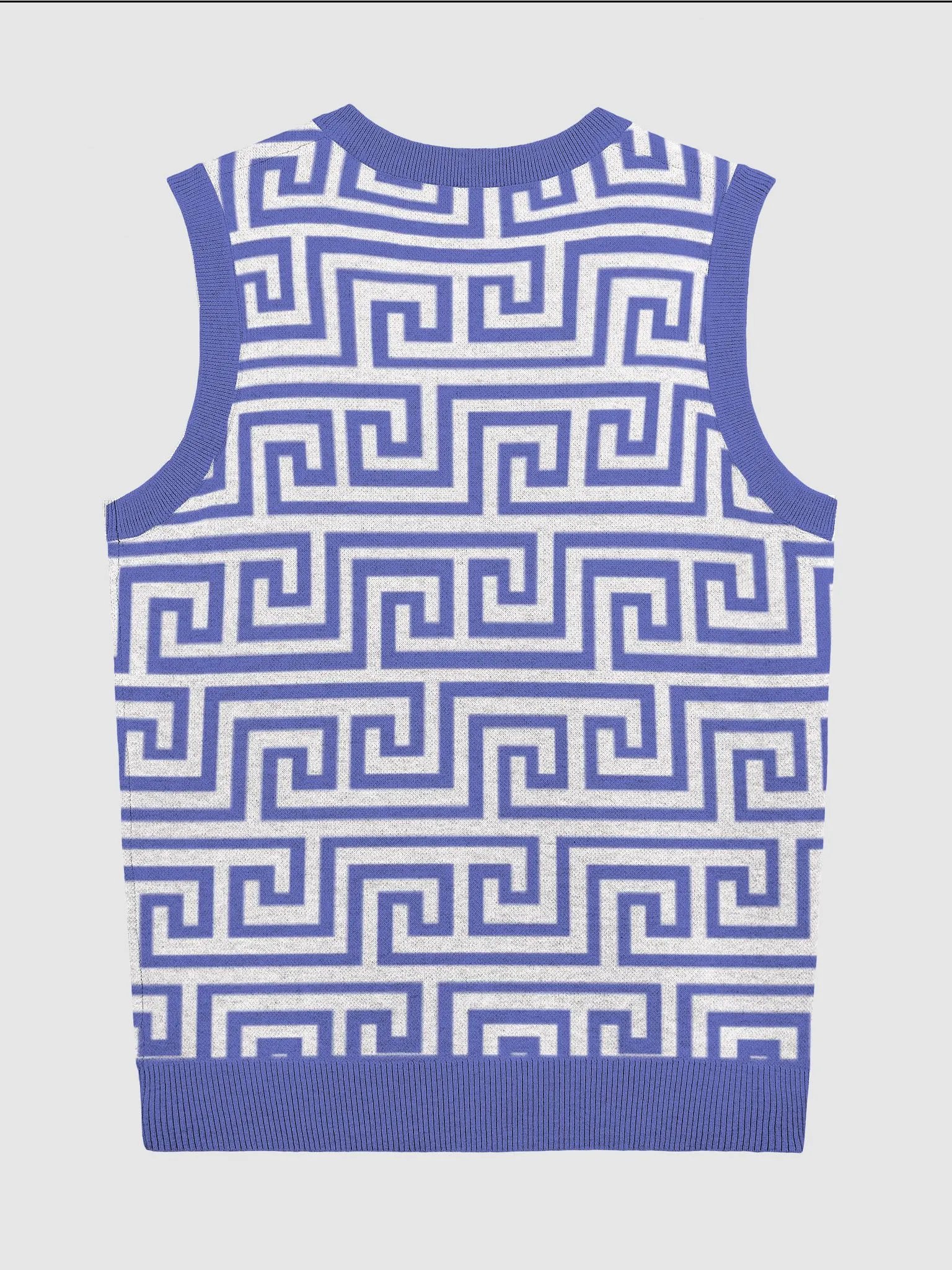 Blue Greek Key Knitted Relaxed Vest product image (2)
