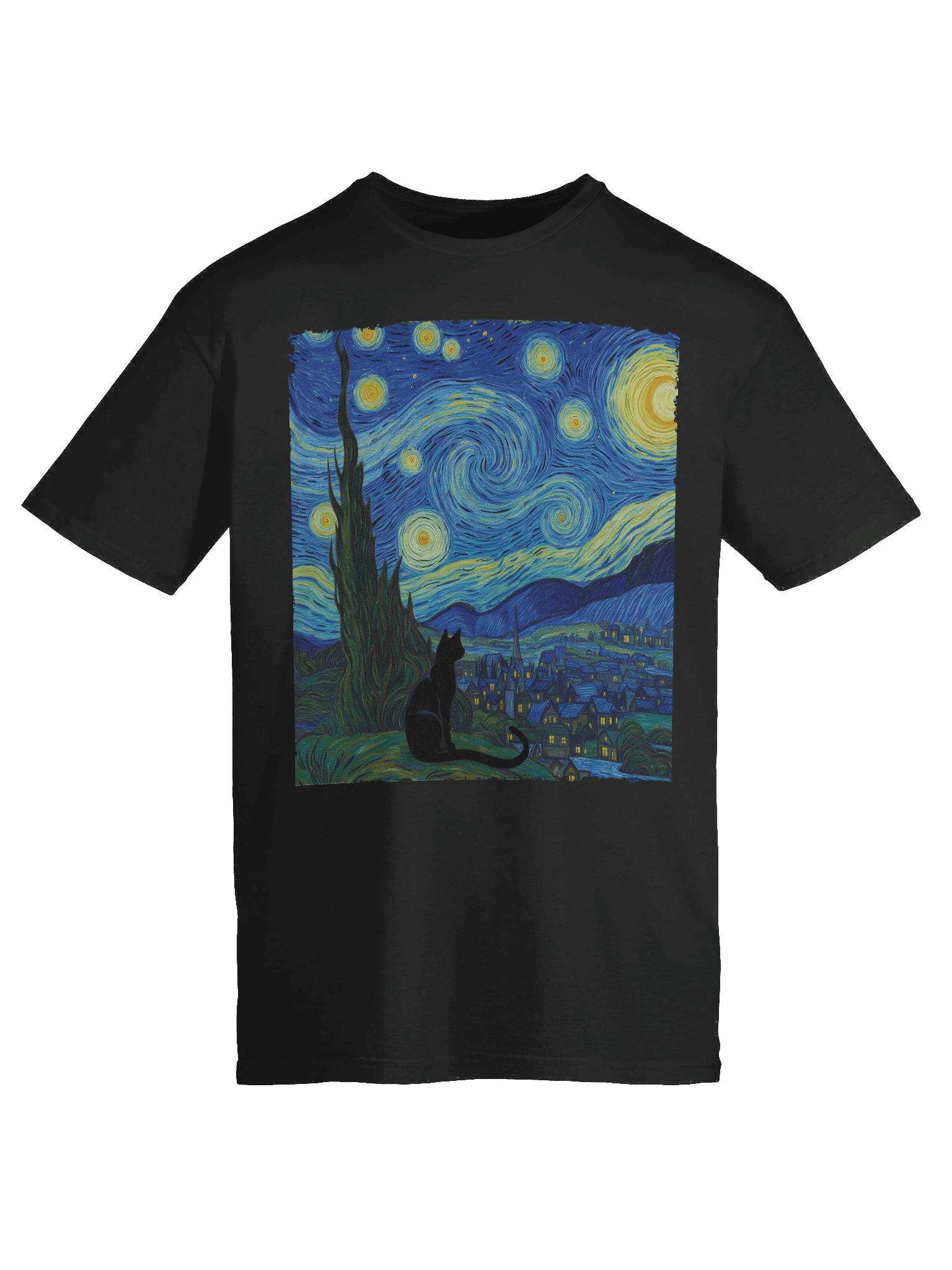 Starry Night Cat Van Gogh Style T-Shirt product image (53)