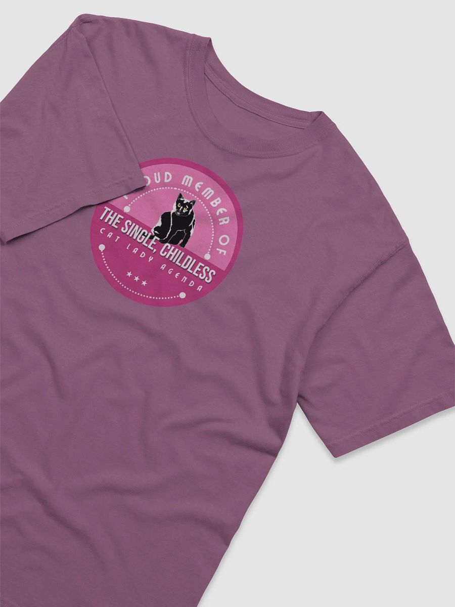 The Single, Childless, Cat Lady Agenda pink logo: T-Shirt product image (3)