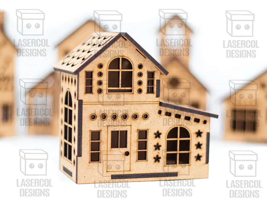 Christmas Houses Set 1 (5 Styles) - Laser Cut Files product image (8)